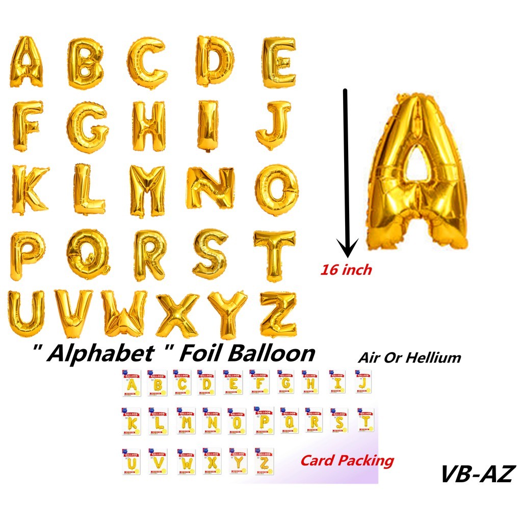Alphabet Balloon A to Z party balloon 16inch Gold Colour High Quality