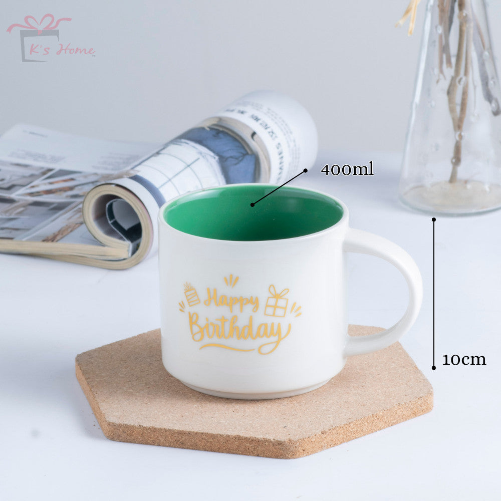 Birthday Ceramic Mug Seramic Cawan Coffee Kopi Hadiah Cawan Gift Box Big Size 400ML Can Customize Name Box Packing