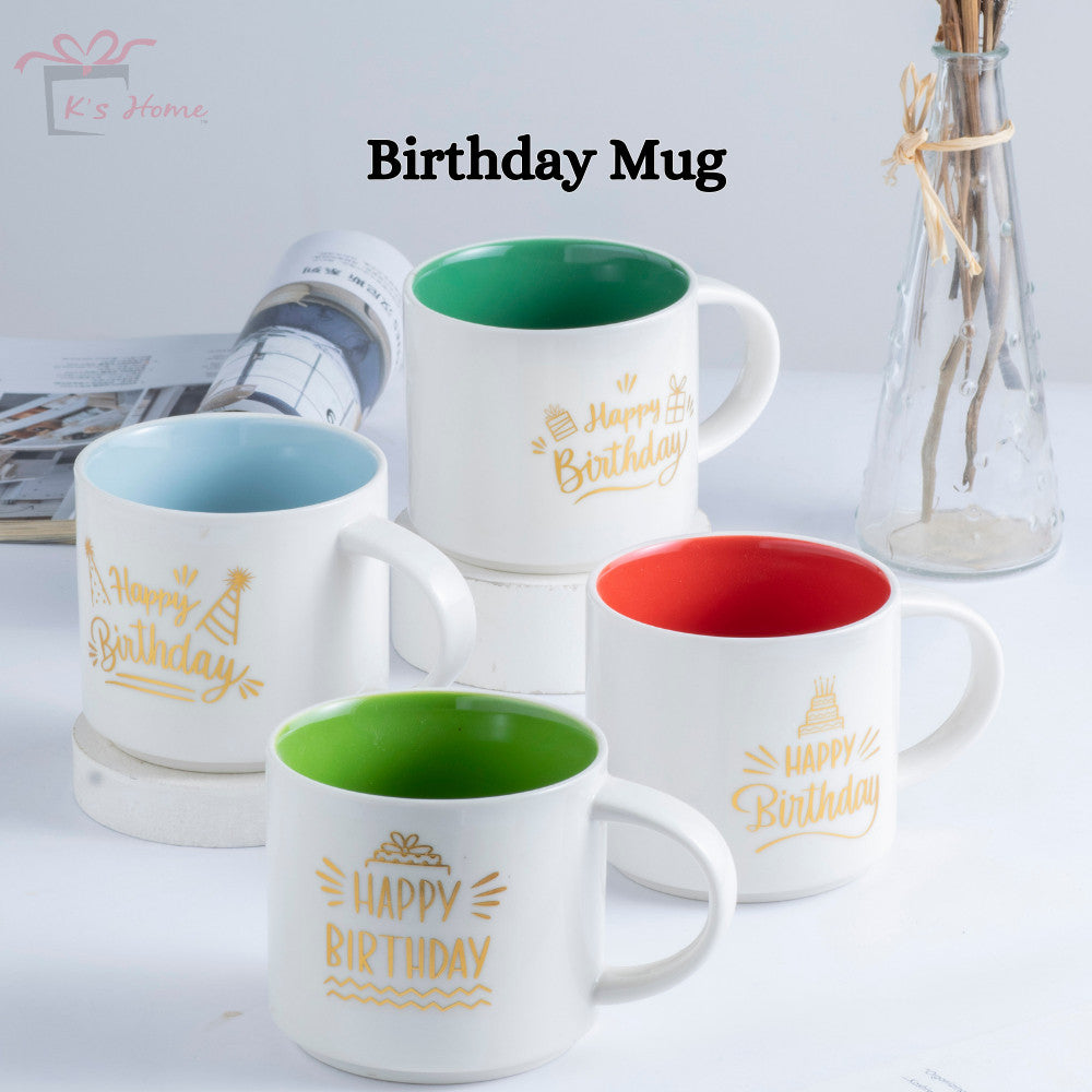 Birthday Ceramic Mug Seramic Cawan Coffee Kopi Hadiah Cawan Gift Box Big Size 400ML Can Customize Name Box Packing