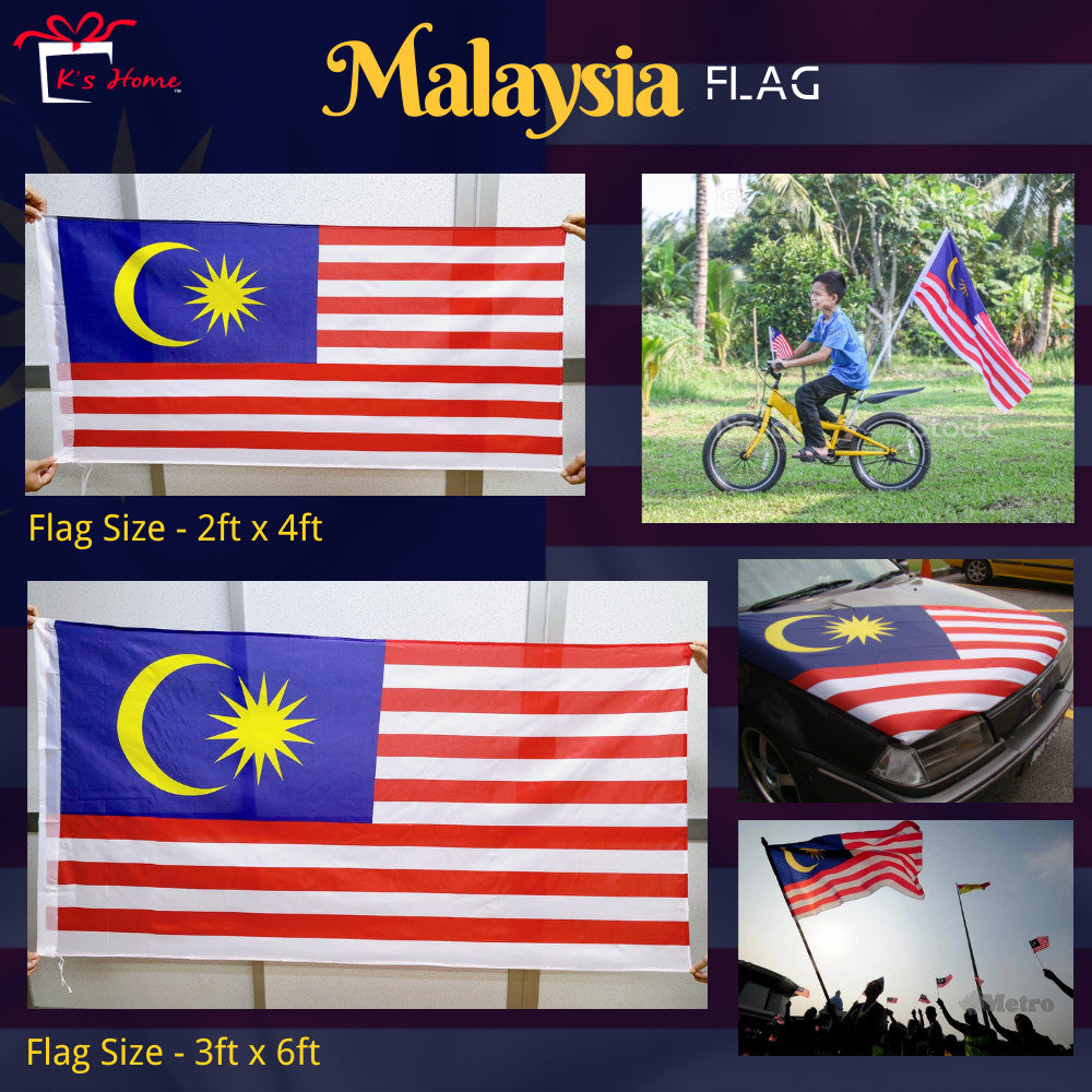 Bendera Malaysia Flag (Polyester) Banting Flag 12pcs Hand Flag 2 Size Malaysia Car Flag Motor Basikal Bendera