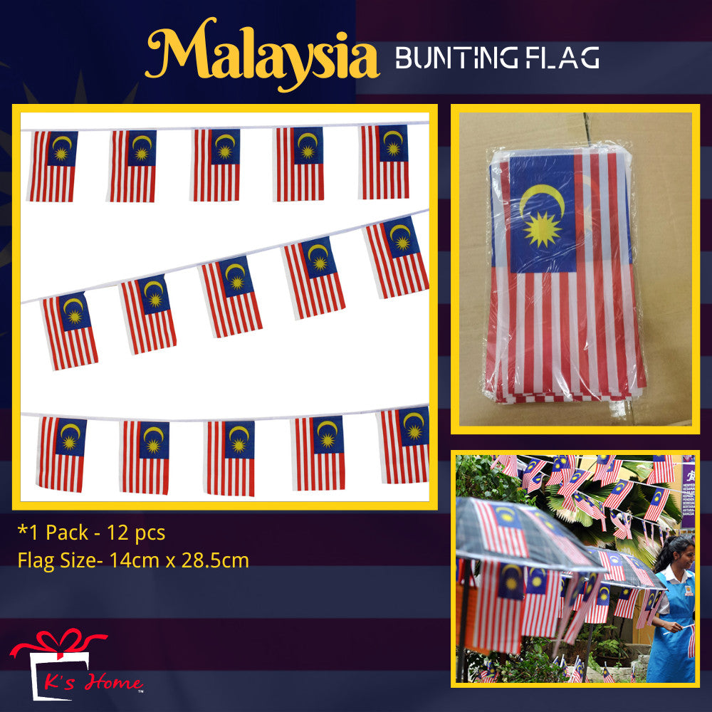 Bendera Malaysia Flag (Polyester) Banting Flag 12pcs Hand Flag 2 Size Malaysia Car Flag Motor Basikal Bendera