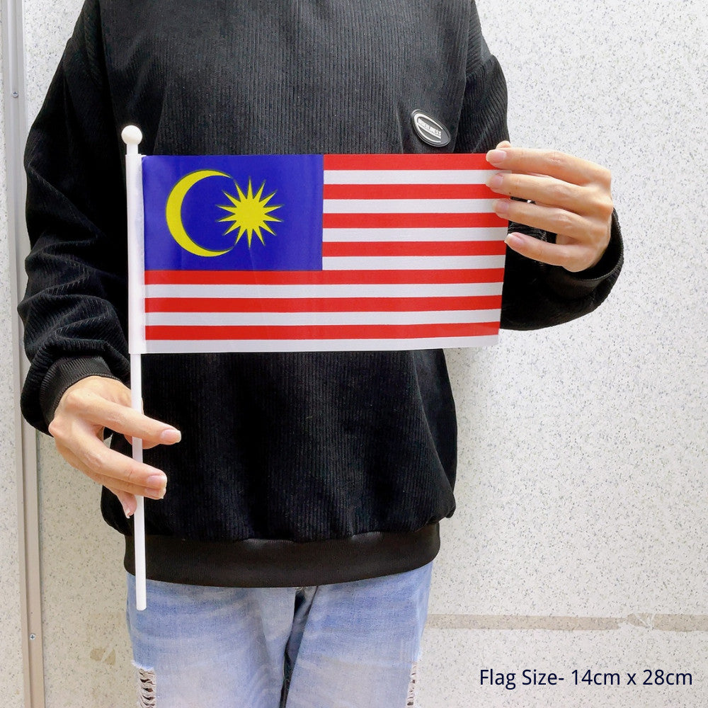 Bendera Malaysia Flag (Polyester) Banting Flag 12pcs Hand Flag 2 Size Malaysia Car Flag Motor Basikal Bendera
