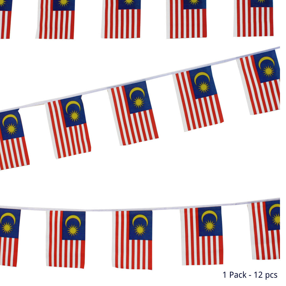Bendera Malaysia Flag (Polyester) Banting Flag 12pcs Hand Flag 2 Size Malaysia Car Flag Motor Basikal Bendera
