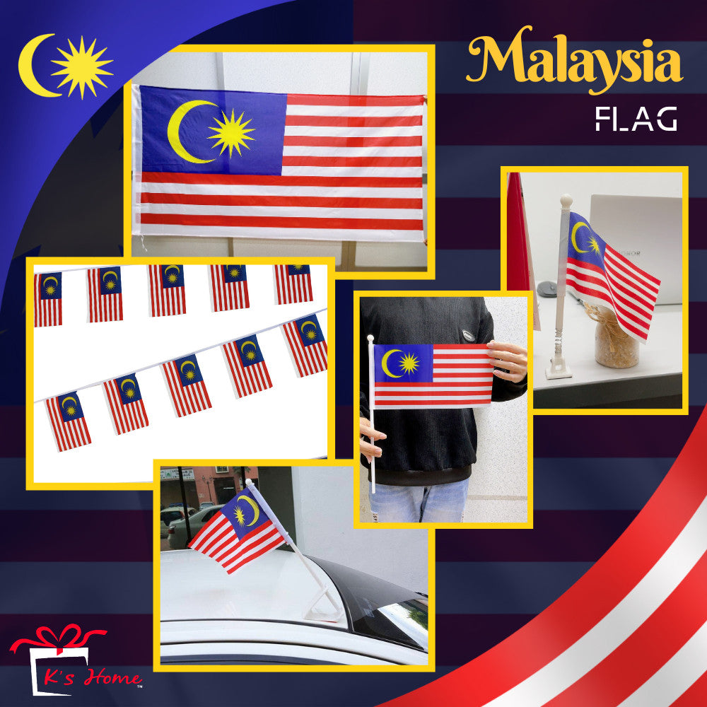 Bendera Malaysia Flag (Polyester) Banting Flag 12pcs Hand Flag 2 Size Malaysia Car Flag Motor Basikal Bendera