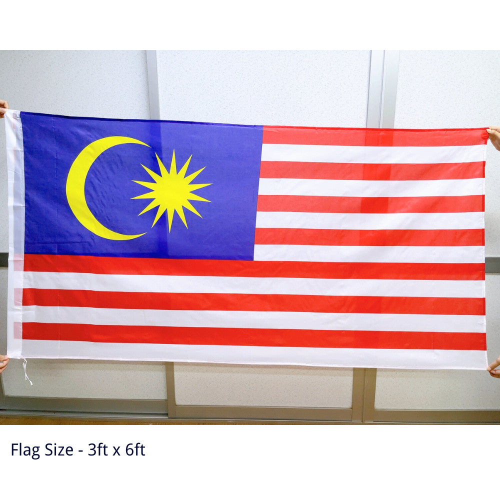 Bendera Malaysia Flag (Polyester) Banting Flag 12pcs Hand Flag 2 Size Malaysia Car Flag Motor Basikal Bendera