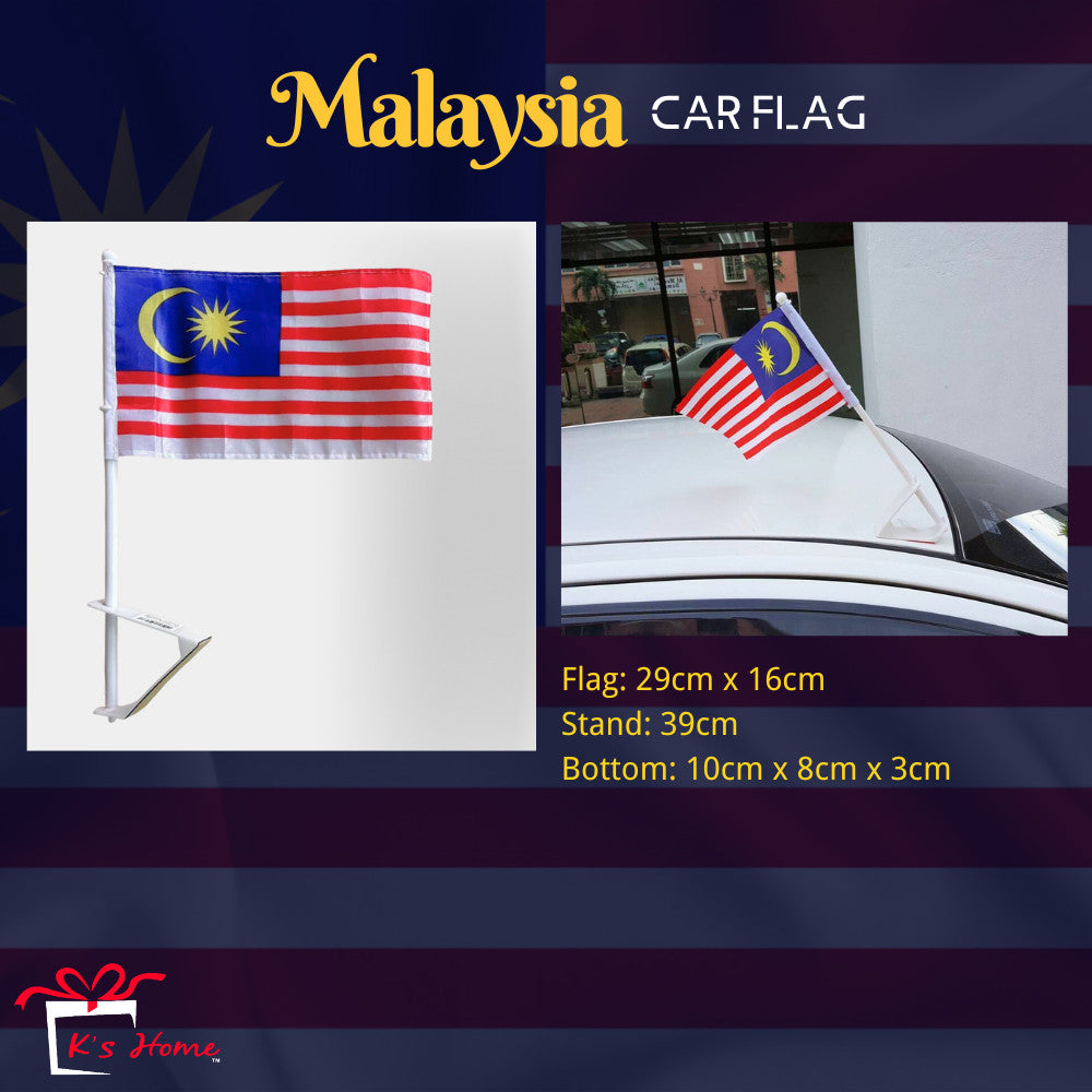 Bendera Malaysia Flag (Polyester) Banting Flag 12pcs Hand Flag 2 Size Malaysia Car Flag Motor Basikal Bendera