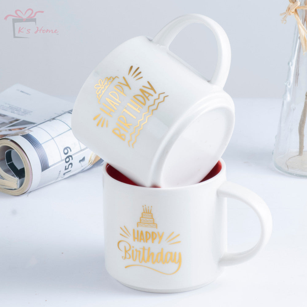 Birthday Ceramic Mug Seramic Cawan Coffee Kopi Hadiah Cawan Gift Box Big Size 400ML Can Customize Name Box Packing