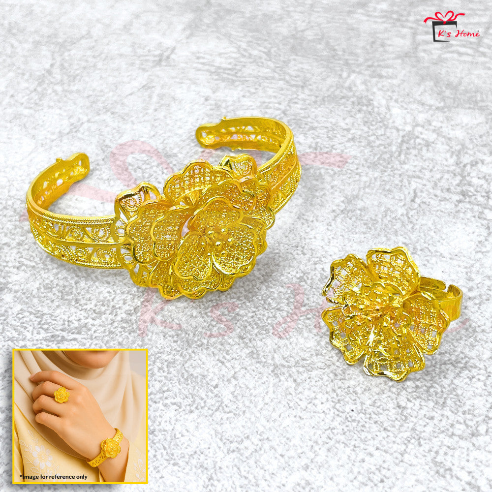 Gelang Tangan Cincin set Tradisional Gold Color Size Kanak-Kanak Dewasa