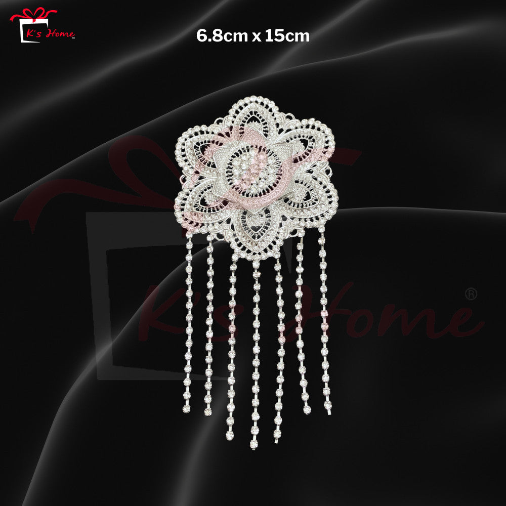 Kerongsang Rantai Panjang Alloy Diamond – Kebaya / Baju Kurung Brooch Hiasan Pengantin Perkahwinan
