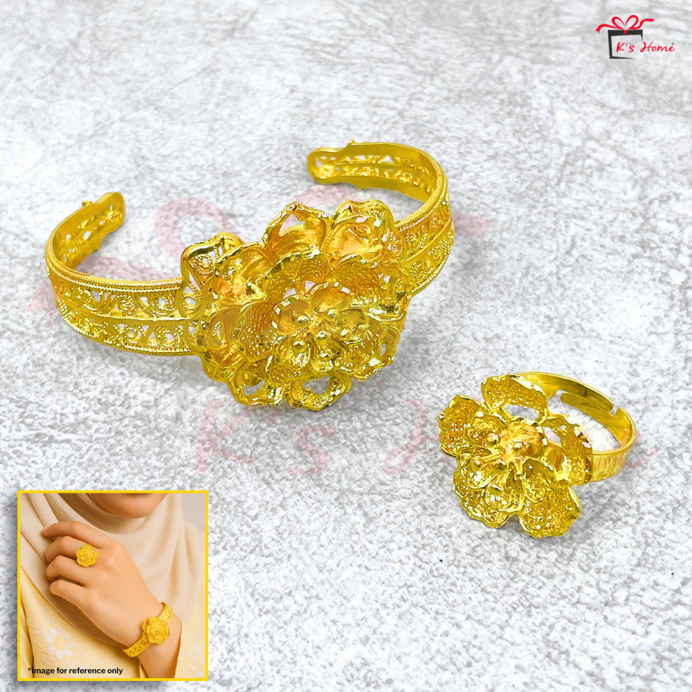 Gelang Tangan Cincin set Tradisional Gold Color Size Kanak-Kanak Dewasa
