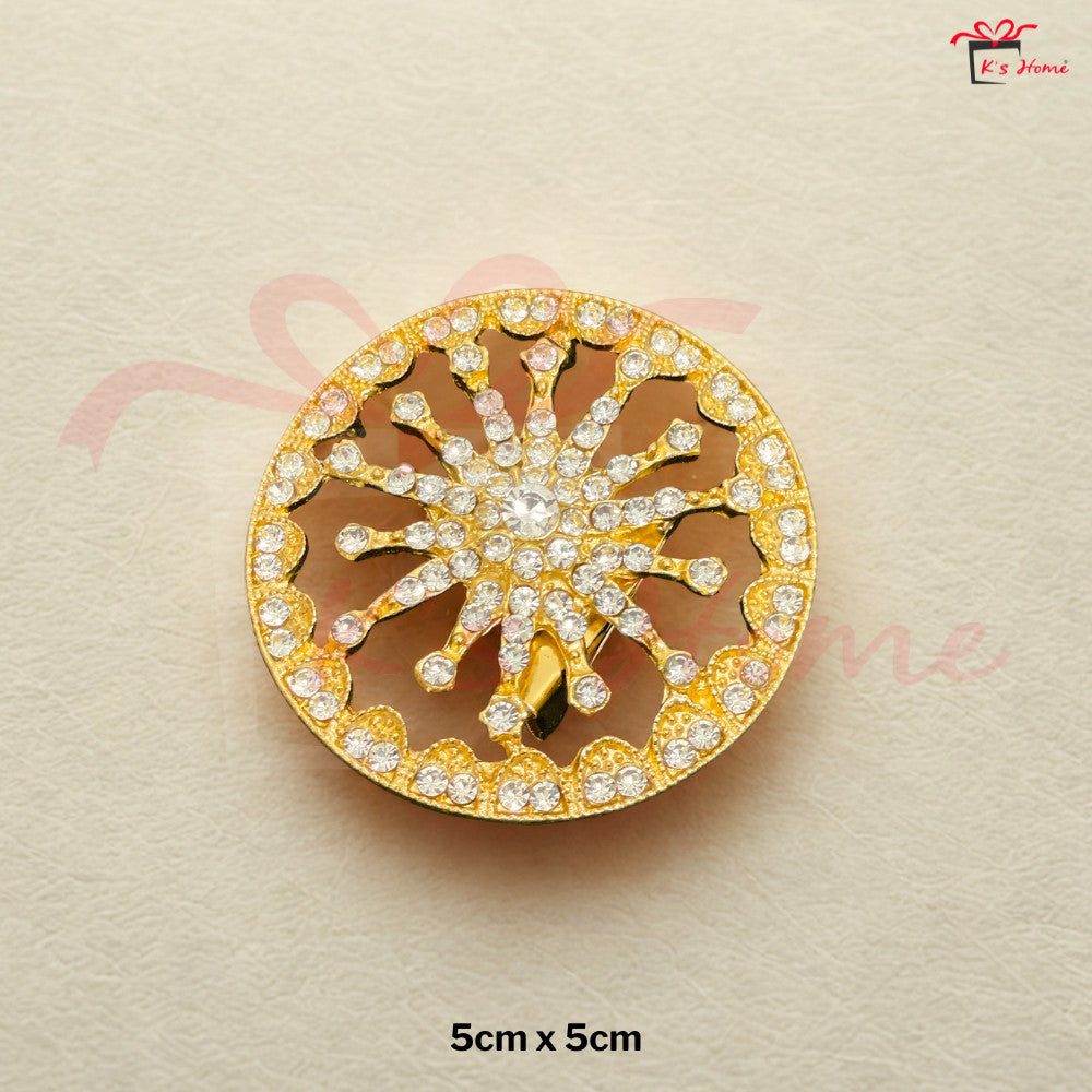 Kerongsang Bulan Bintang Diamond Pin Tudung Songkok Badge Merdeka Majlis Gold Silver Full Bright