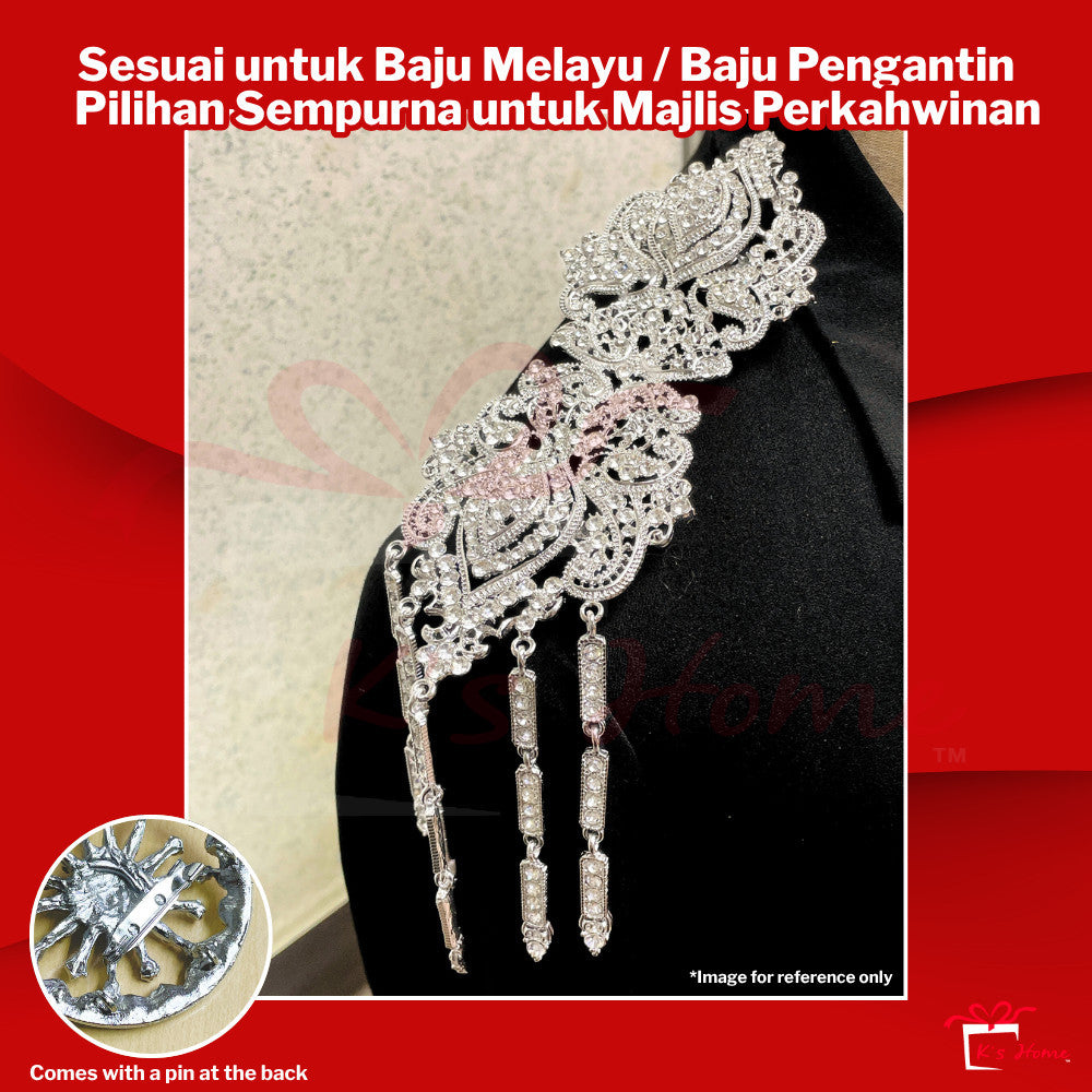 Kerongsang Bahu & Dokoh Rantai Pengantin Lelaki – Alloy Brooch 9 Butir, Majlis Kahwin Baju Melayu