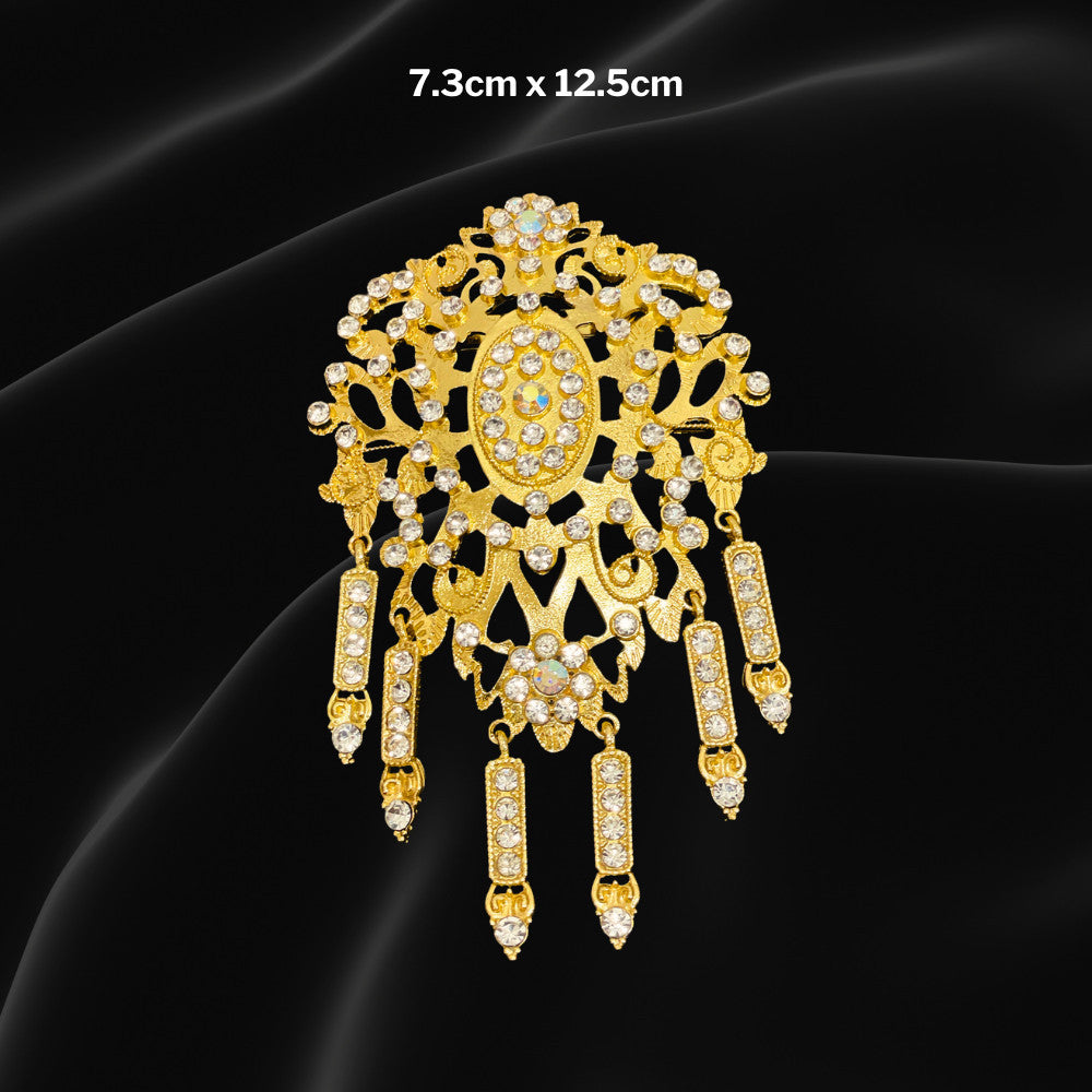 Kerongsang Bahu & Dokoh Rantai Pengantin Lelaki – Alloy Brooch 9 Butir, Majlis Kahwin Baju Melayu