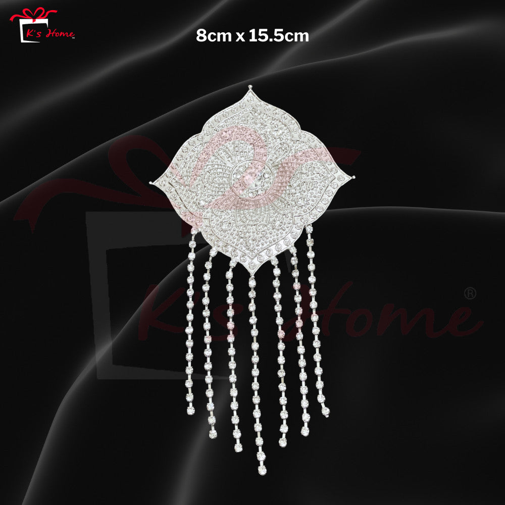 Kerongsang Rantai Panjang Alloy Diamond – Kebaya / Baju Kurung Brooch Hiasan Pengantin Perkahwinan