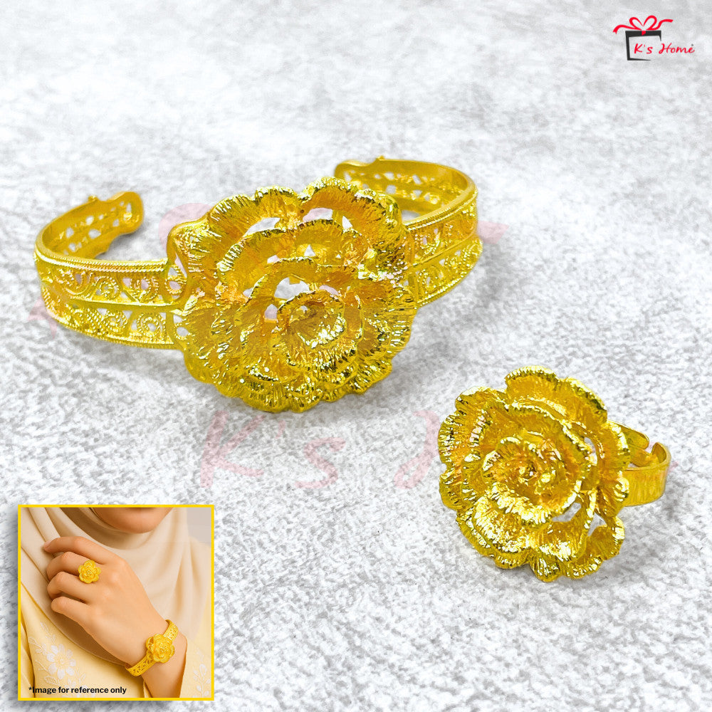 Gelang Tangan Cincin set Tradisional Gold Color Size Kanak-Kanak Dewasa