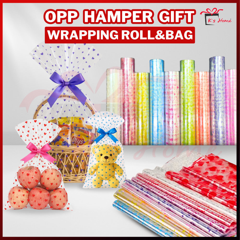 (63meter) Plastic Hamper Heart Flower Shape Balut Wrapping Sambul Plstic Hamper Plastik Pembalut Paper