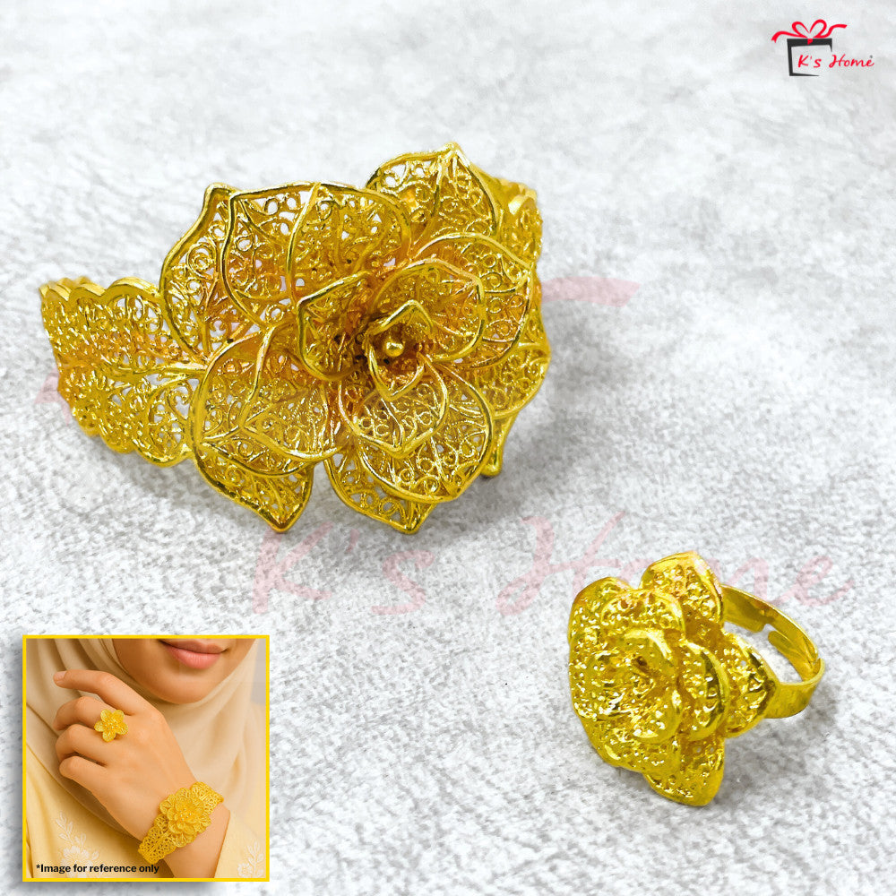 Gelang Tangan Cincin set Tradisional Gold Color Size Kanak-Kanak Dewasa