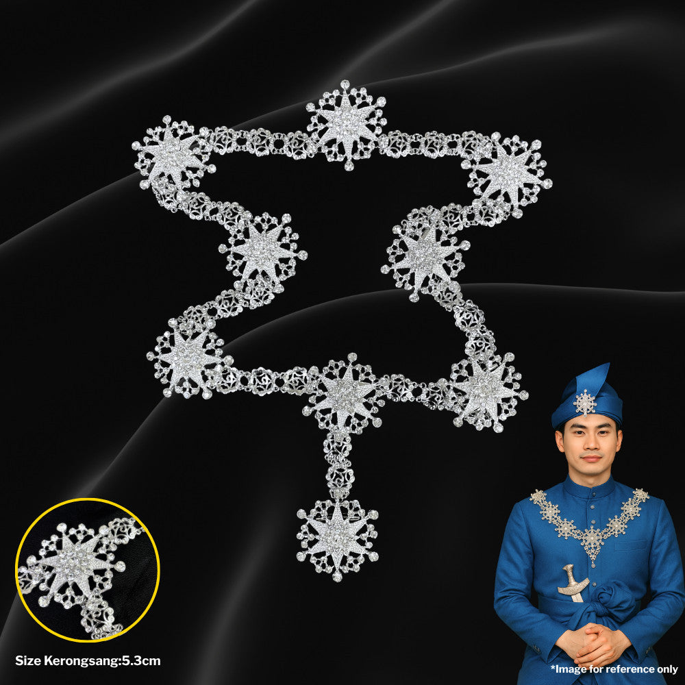 Kerongsang Bahu & Dokoh Rantai Pengantin Lelaki – Alloy Brooch 9 Butir, Majlis Kahwin Baju Melayu