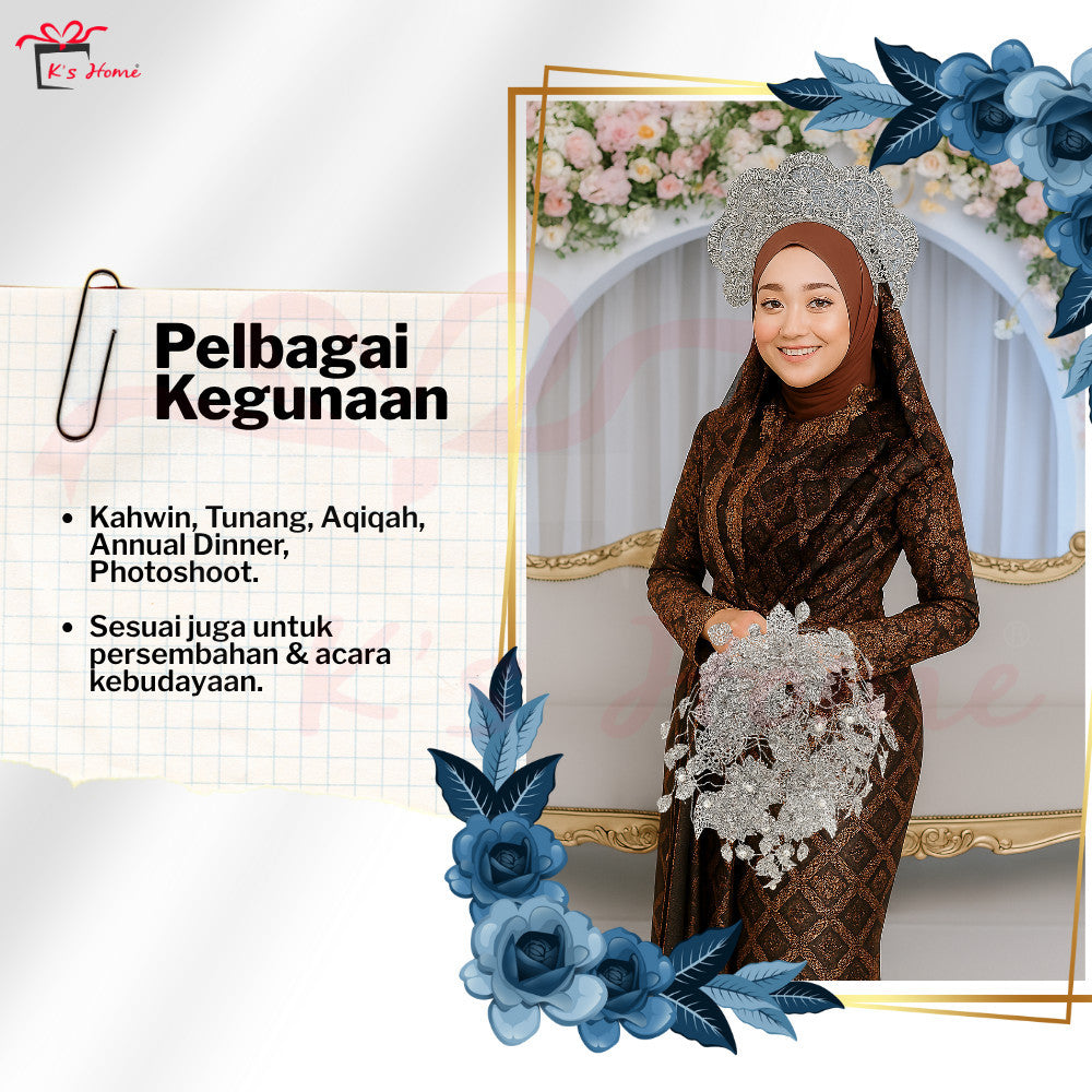 Bunga Tangan Kahwin Pengantin Emas/Silver Premium – 34cm & 50cm