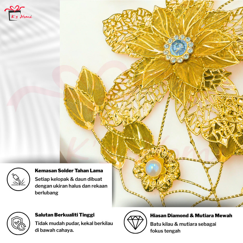 Bunga Tangan Kahwin Pengantin Emas/Silver Premium – 34cm & 50cm