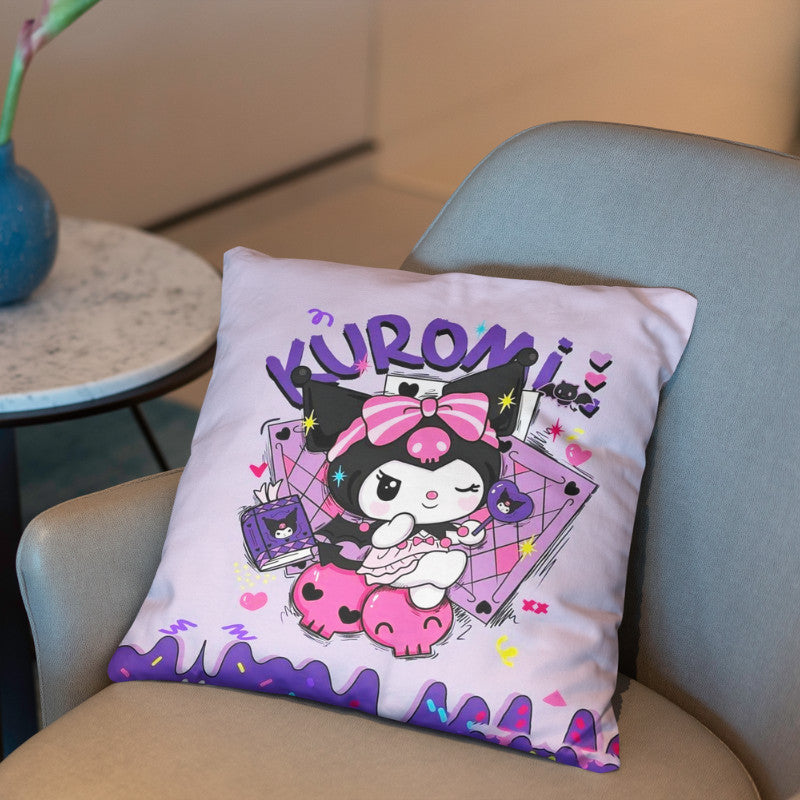 Bantal Sofa Kartun Kuromi yang Lembut dan Comel, Bantal Kapas untuk Kereta dan Sofa, Sempurna untuk Tidur dan Menghiasi