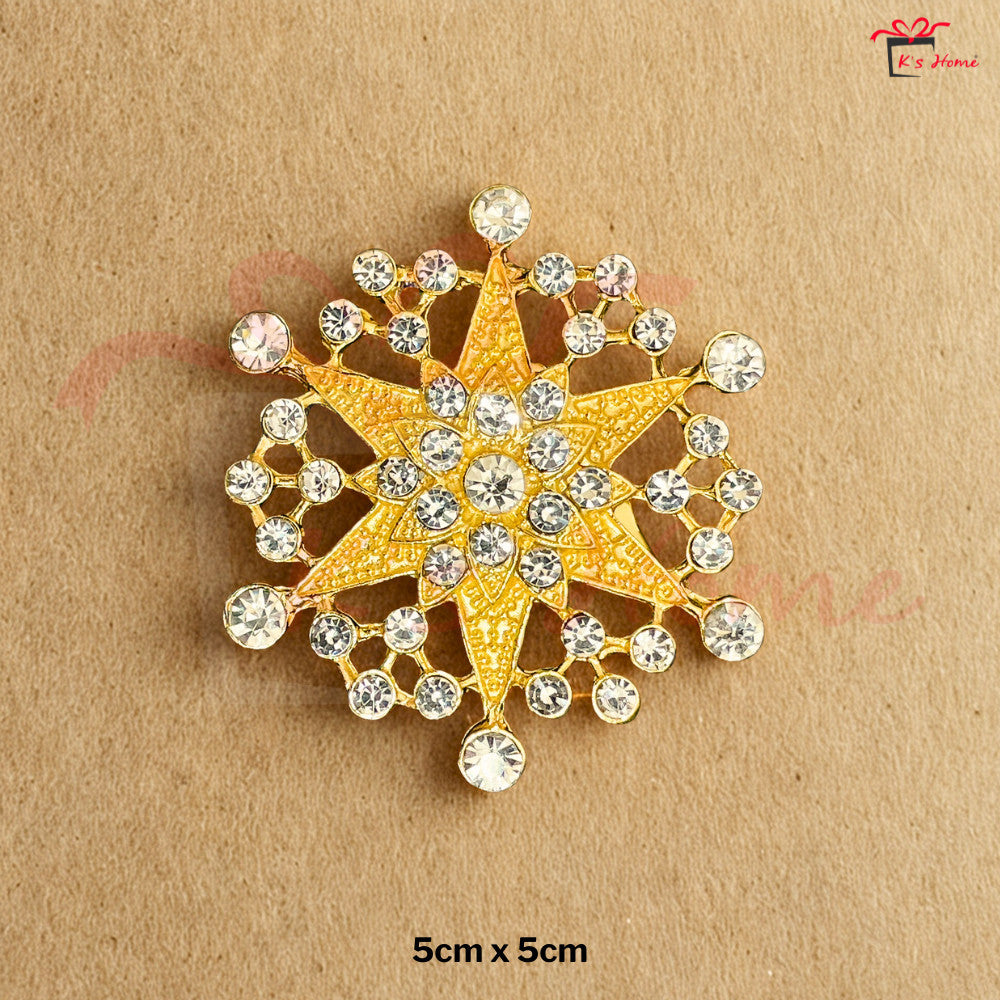 Kerongsang Bulan Bintang Diamond Pin Tudung Songkok Badge Merdeka Majlis Gold Silver Full Bright