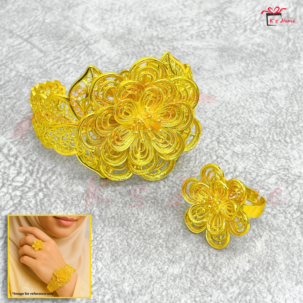 Gelang Tangan Cincin set Tradisional Gold Color Size Kanak-Kanak Dewasa