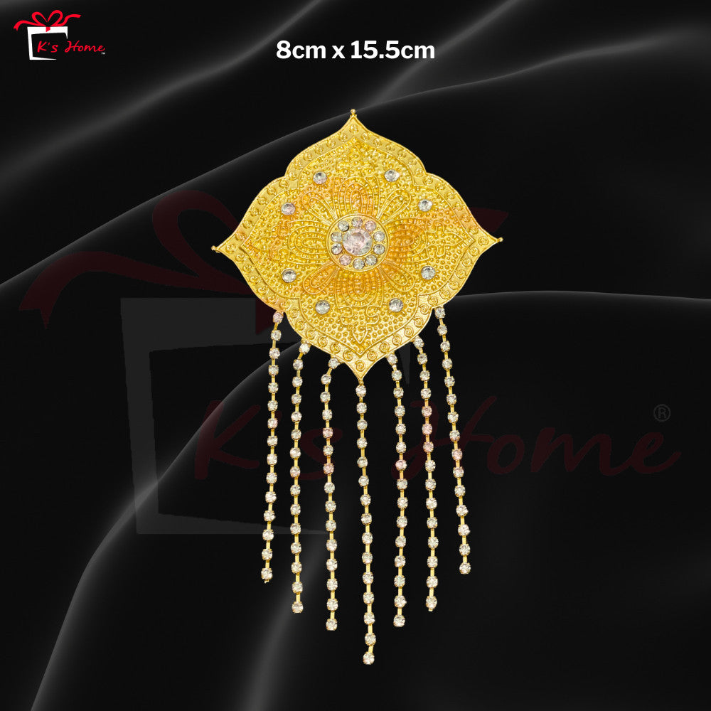 Kerongsang Rantai Panjang Alloy Diamond – Kebaya / Baju Kurung Brooch Hiasan Pengantin Perkahwinan