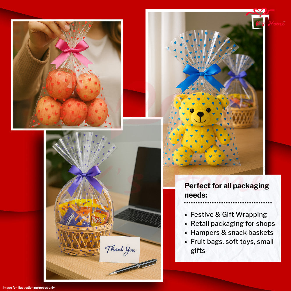 (63meter) Plastic Hamper Heart Flower Shape Balut Wrapping Sambul Plstic Hamper Plastik Pembalut Paper