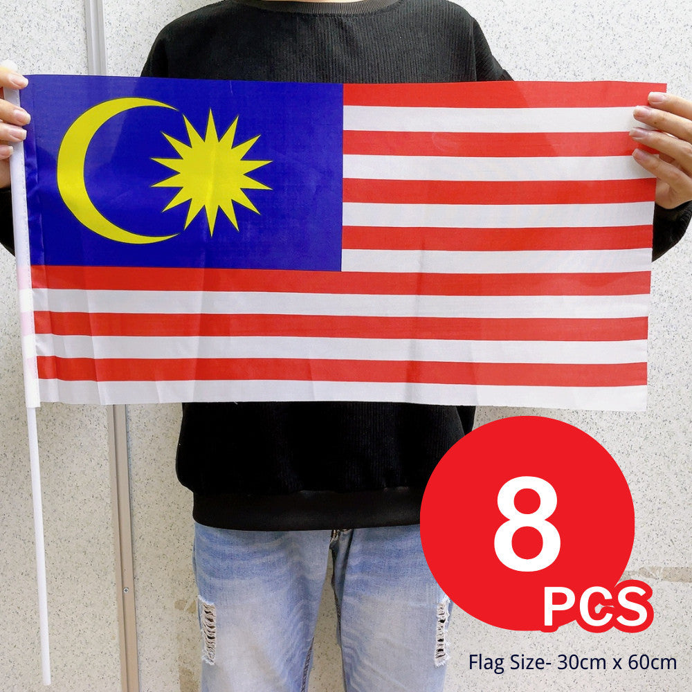 Bendera Malaysia Flag (Polyester) Banting Flag 12pcs Hand Flag 2 Size Malaysia Car Flag Motor Basikal Bendera