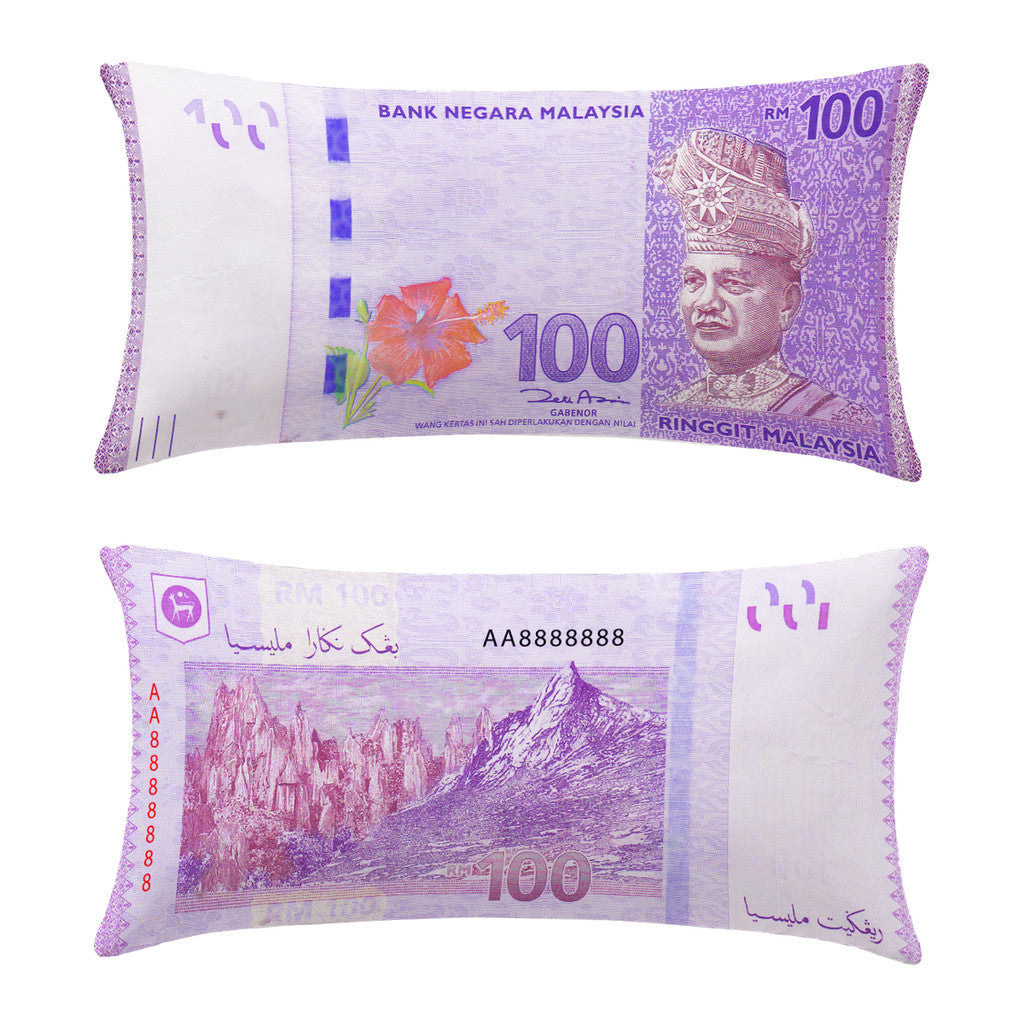 (Washable) Malaysia Money Pillow RM100 RM50 With Zip 马币爆红钞票枕头 # Bantal Ringgit Malaya + Zip