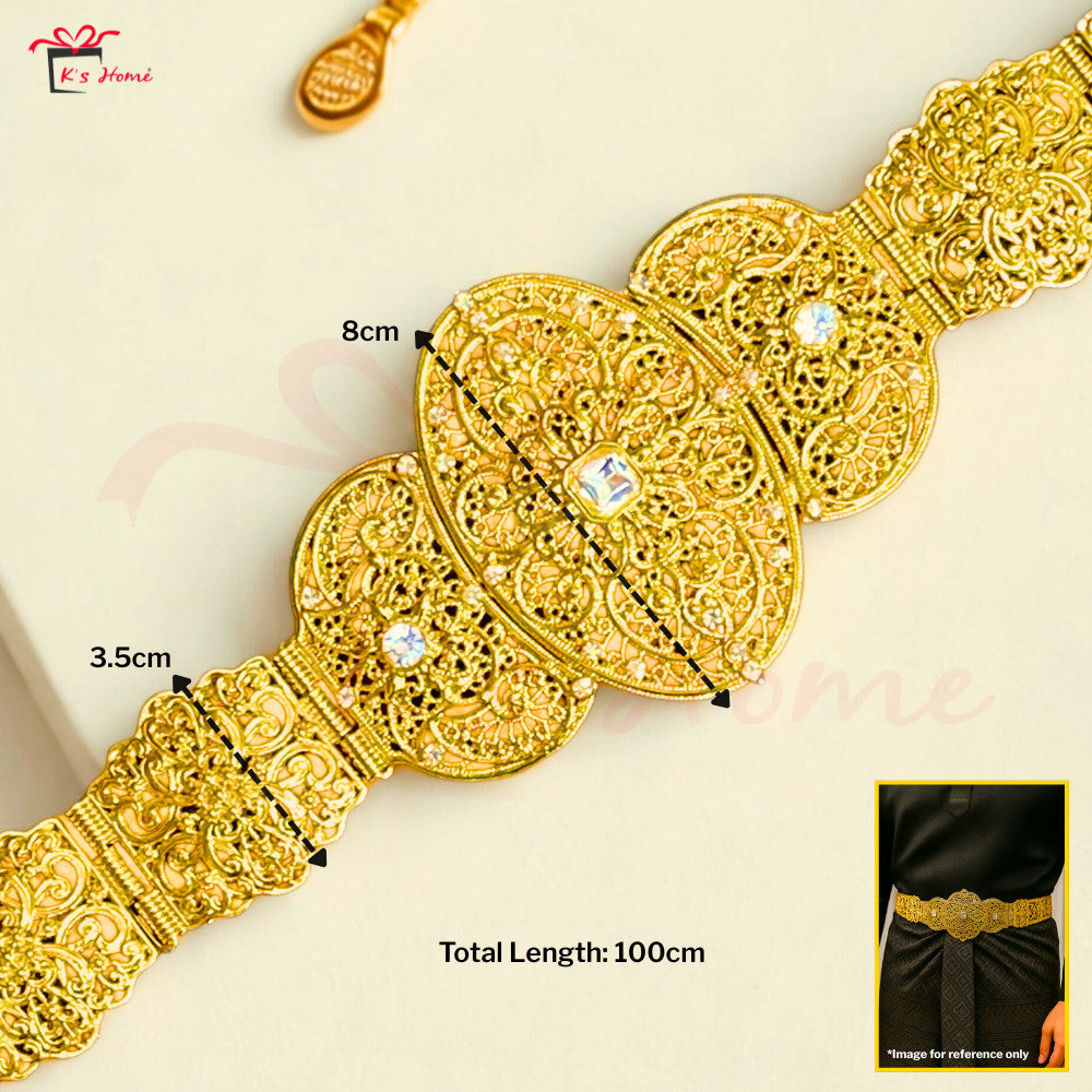 Tali Pinggang Lelaki Tradisional Kahwin Pengantin | Gold & Silver