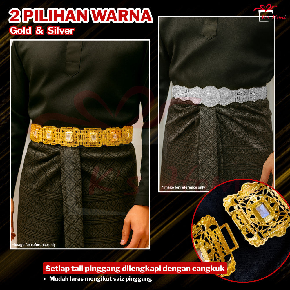 Tali Pinggang Lelaki Tradisional Kahwin Pengantin | Gold & Silver