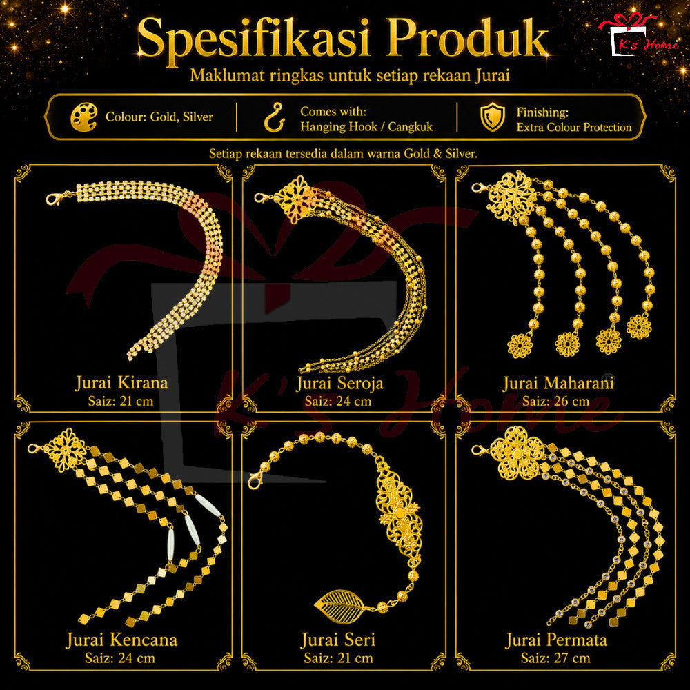 Jurai Sanggul Lintang Cangkuk Gold Silver Premium Aksesori Sanggul Pengantin Tradisional Ready Stock