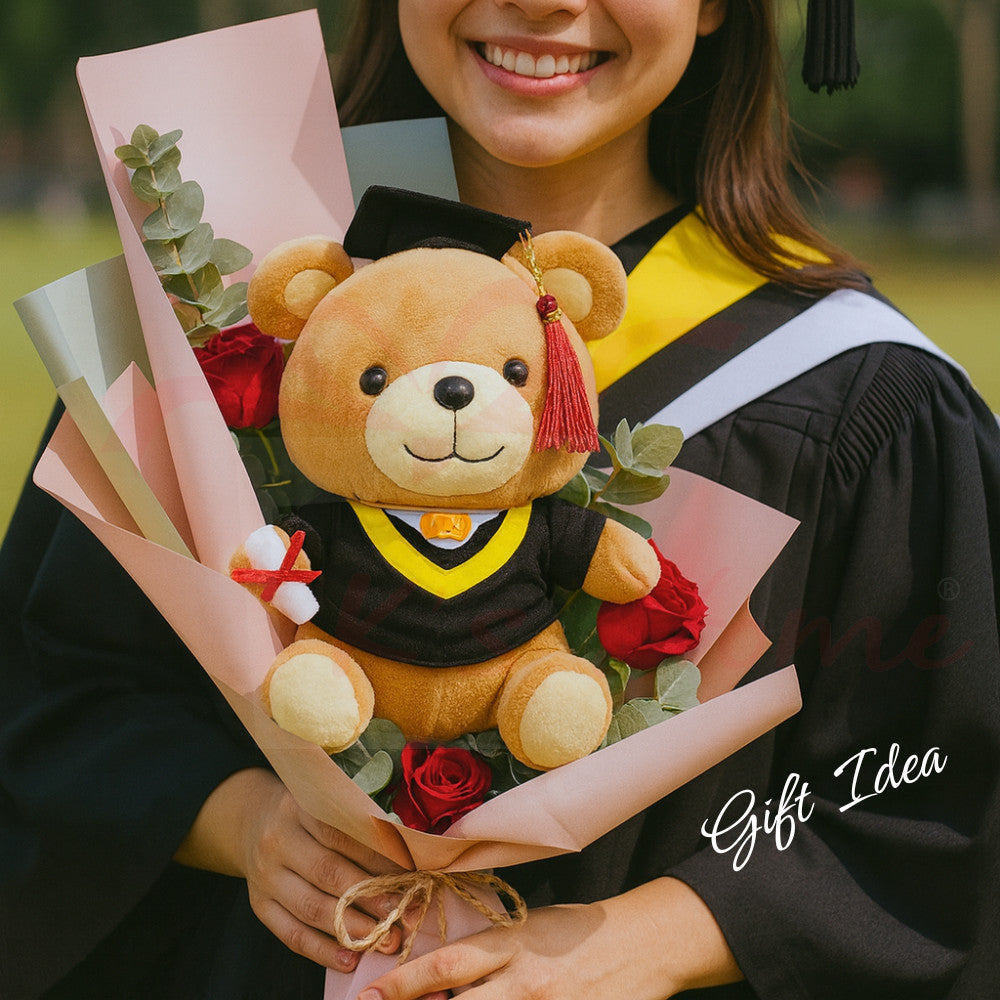 Add Nama 22cm/9inch Name Graduate Teddy Bear Convo Bear Bouquet Gift