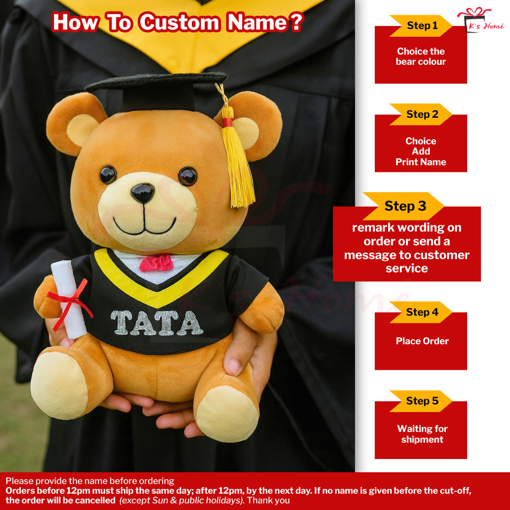 Add Nama 22cm/9inch Name Graduate Teddy Bear Convo Bear Bouquet Gift