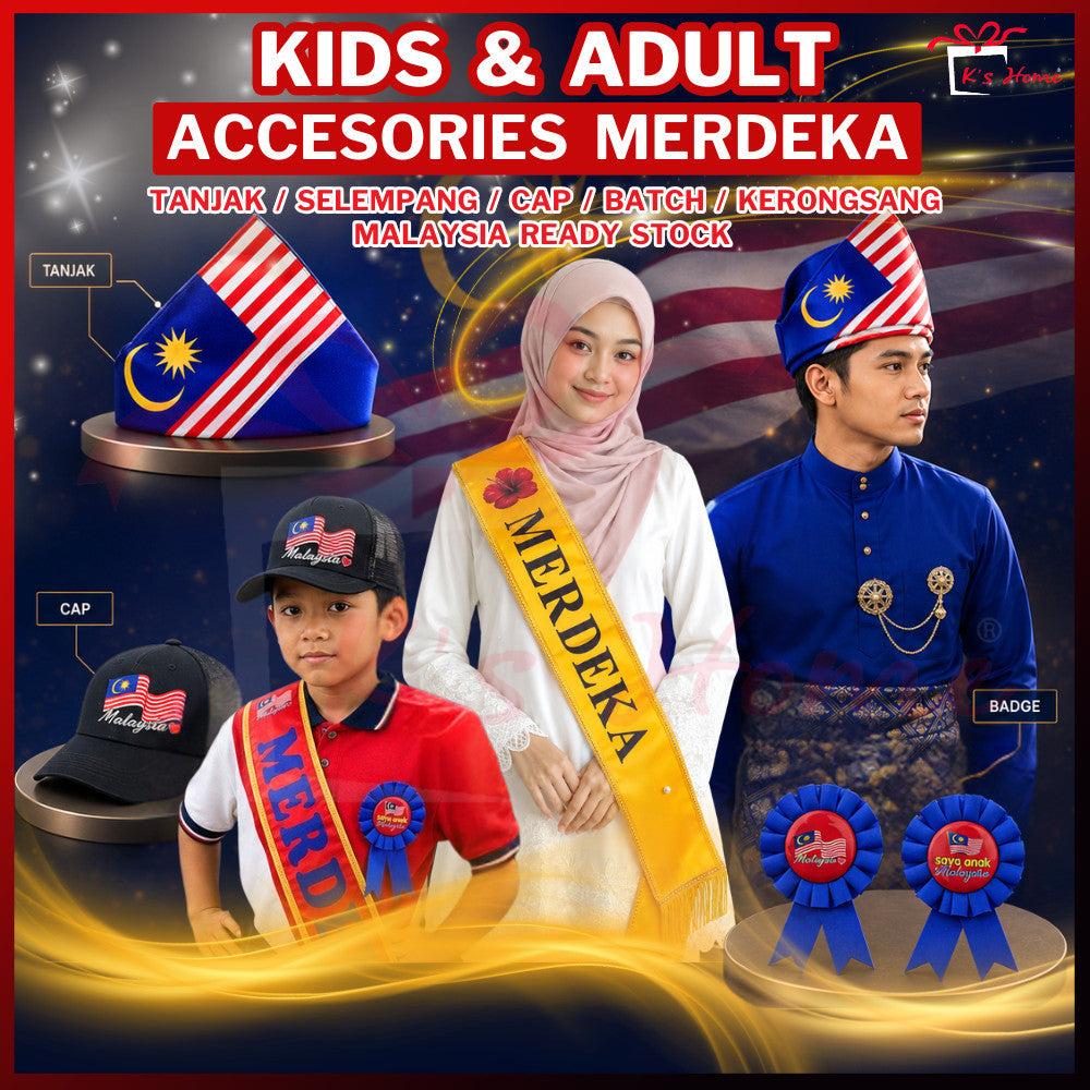 Barang Merdeka Malaysia 🇲🇾  Tanjak, Cap, Sash, Gelang, Badge, Kerongsang | Aksesori Hari Kebangsaan Ready Stock
