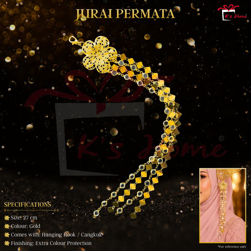 Jurai Sanggul Lintang Cangkuk Gold Silver Premium Aksesori Sanggul Pengantin Tradisional Ready Stock