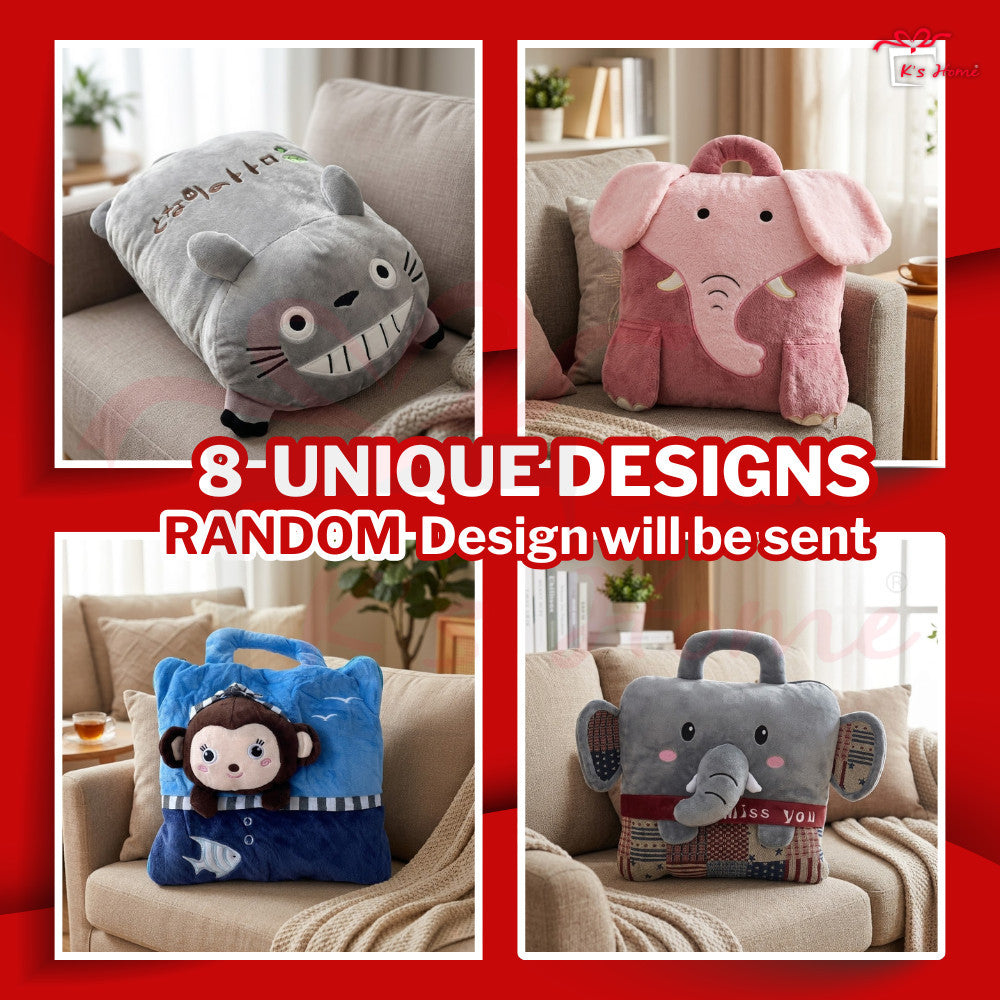 2in1 Pillow Blanket Plush Flannel Soft Cushion Zip Travel Office Nap Bantal Selimut 2合1枕头被毯 午休被毯 车用被