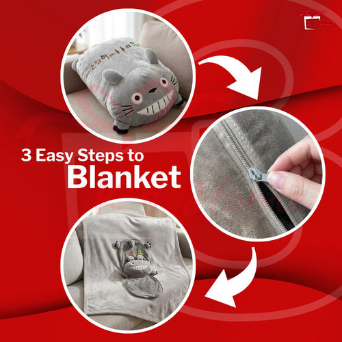 2in1 Pillow Blanket Plush Flannel Soft Cushion Zip Travel Office Nap Bantal Selimut 2合1枕头被毯 午休被毯 车用被