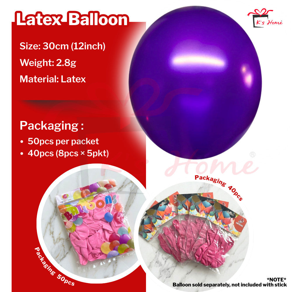30cm Latex Balloon Belon & 40cm Balloon Stick Tangkai Belon Party Birthday Event Decoration 气球 乳胶气球 气球棒