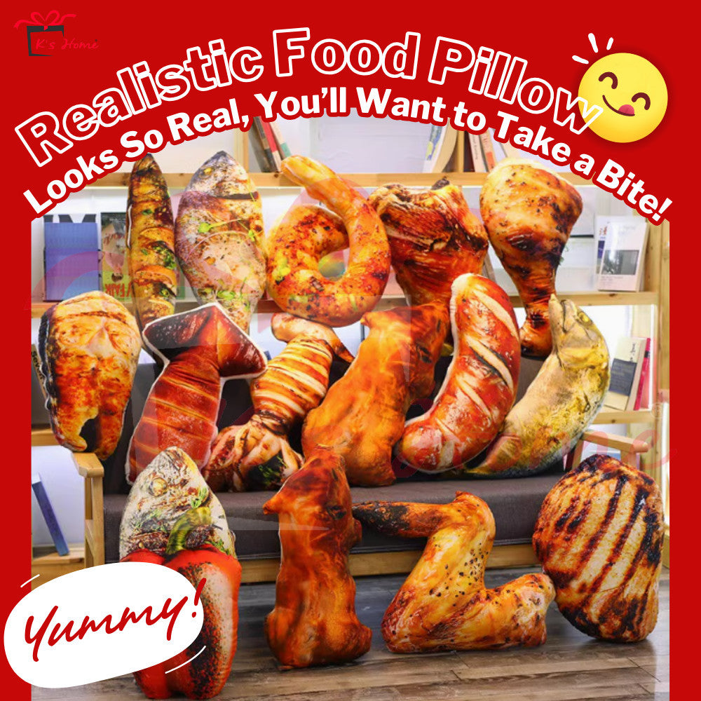 3D Food Pillow 🍗 Cute Burger/Ayam Peha/Pizza Soft Cushion Gift【MY' Ready Stock】