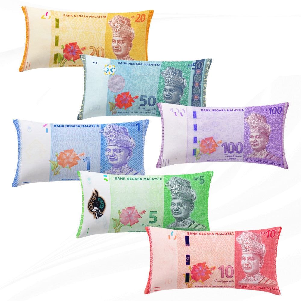 (Washable) Malaysia Money Pillow RM100 RM50 With Zip 马币爆红钞票枕头 # Bantal Ringgit Malaya + Zip