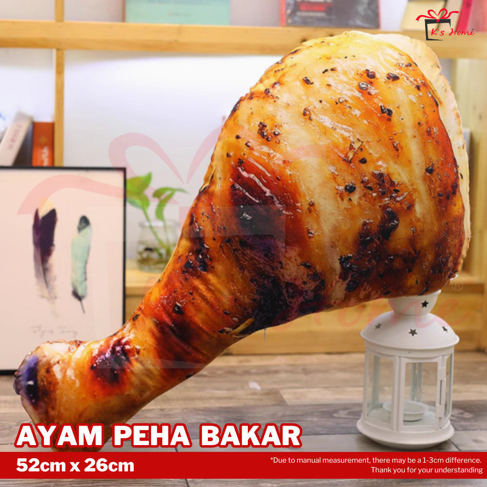 3D Food Pillow 🍗 Cute Burger/Ayam Peha/Pizza Soft Cushion Gift【MY' Ready Stock】