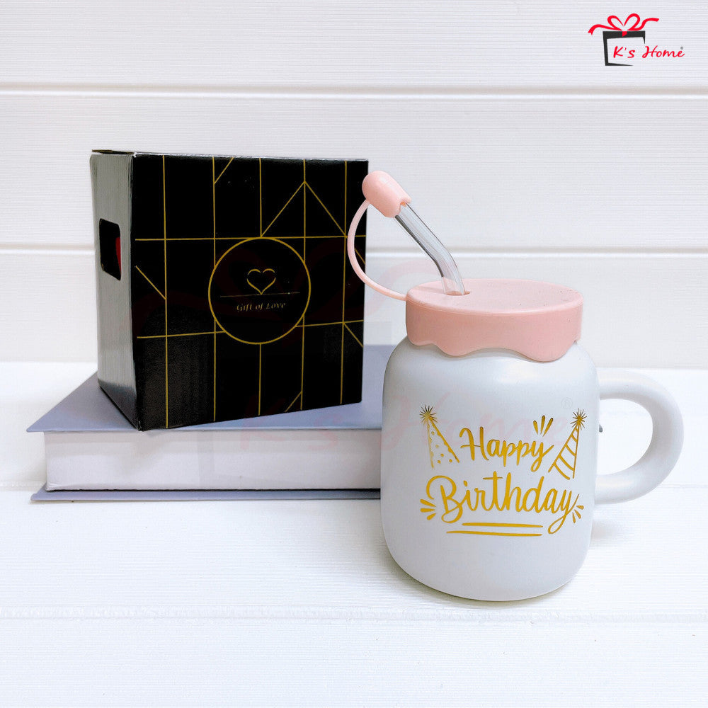 Cawan Seramik + Glass Straw | Stylish, Eco-Friendly & Ready Stock