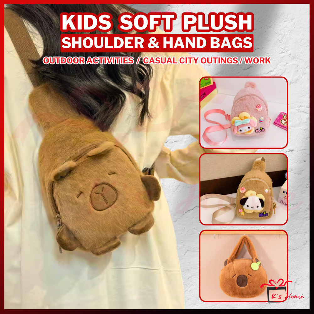 Capybara Plush Chest Bag | Adjustable Strap | Soft & Cute | Bag Kanak-Kanak MY Ready Stock