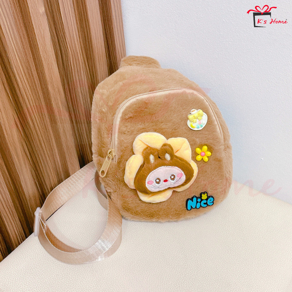 Capybara Plush Chest Bag | Adjustable Strap | Soft & Cute | Bag Kanak-Kanak MY Ready Stock