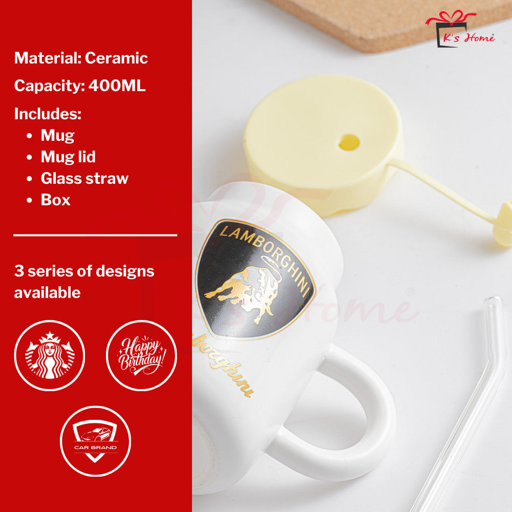 Cawan Seramik + Glass Straw | Stylish, Eco-Friendly & Ready Stock