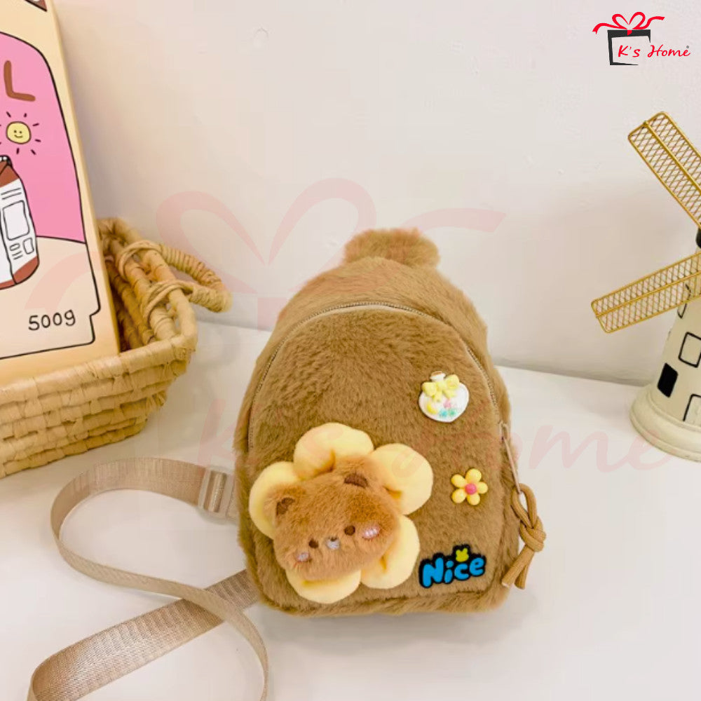 Capybara Plush Chest Bag | Adjustable Strap | Soft & Cute | Bag Kanak-Kanak MY Ready Stock