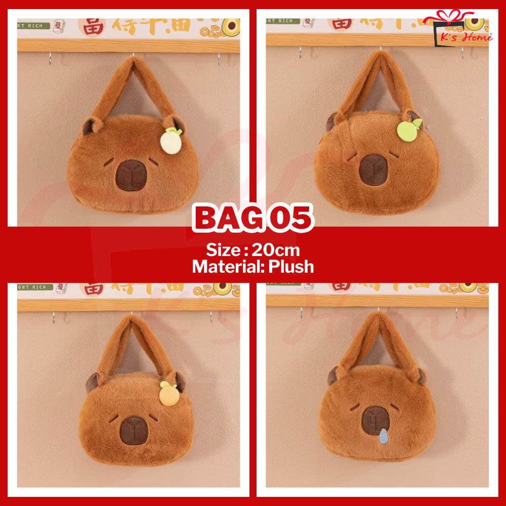 Capybara Plush Chest Bag | Adjustable Strap | Soft & Cute | Bag Kanak-Kanak MY Ready Stock